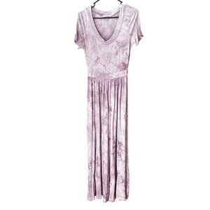 Veveret‎ Tie-Dye Lavender Wide-Leg Jumpsuit With Short Sleeves NWOT